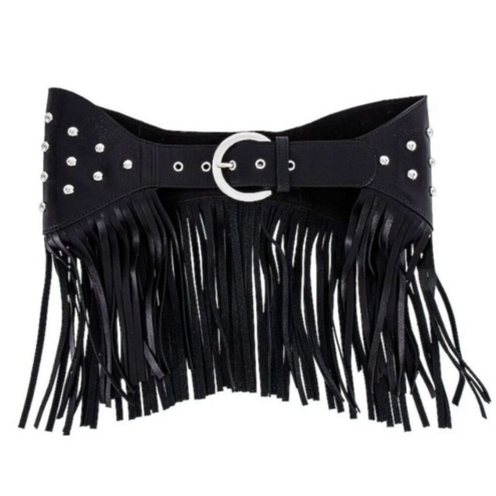 GRLFRND/Revolve  Junie Leather Fringe Belt NWT GRLFRND